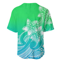 Polynesian Pride Plumeria Flowers Baseball Jersey Polynesian Tribal Gradient Green LT9 - Wonder Print Shop