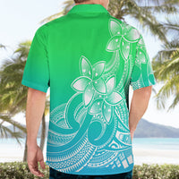 Polynesian Pride Plumeria Flowers Hawaiian Shirt Polynesian Tribal Gradient Green - Wonder Print Shop