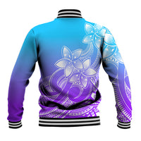 Polynesian Pride Plumeria Flowers Baseball Jacket Polynesian Tribal Gradient Purple LT9 - Wonder Print Shop