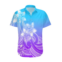 Polynesian Pride Plumeria Flowers Hawaiian Shirt Polynesian Tribal Gradient Purple - Wonder Print Shop
