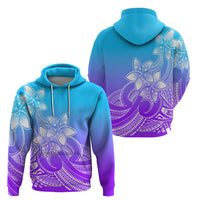 Polynesian Pride Plumeria Flowers Hoodie Polynesian Tribal Gradient Purple - Wonder Print Shop