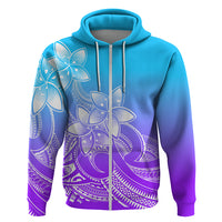 Polynesian Pride Plumeria Flowers Hoodie Polynesian Tribal Gradient Purple - Wonder Print Shop