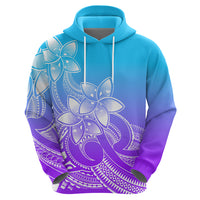 Polynesian Pride Plumeria Flowers Hoodie Polynesian Tribal Gradient Purple - Wonder Print Shop