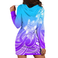 Polynesian Pride Plumeria Flowers Hoodie Dress Polynesian Tribal Gradient Purple - Wonder Print Shop
