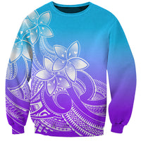 Polynesian Pride Plumeria Flowers Sweatshirt Polynesian Tribal Gradient Purple - Wonder Print Shop
