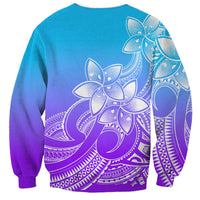Polynesian Pride Plumeria Flowers Sweatshirt Polynesian Tribal Gradient Purple - Wonder Print Shop