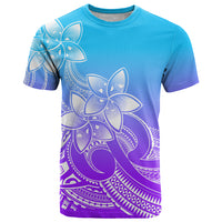 Polynesian Pride Plumeria Flowers T Shirt Polynesian Tribal Gradient Purple - Wonder Print Shop