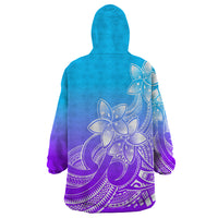 Polynesian Pride Plumeria Flowers Wearable Blanket Hoodie Polynesian Tribal Gradient Purple - Wonder Print Shop