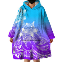 Polynesian Pride Plumeria Flowers Wearable Blanket Hoodie Polynesian Tribal Gradient Purple - Wonder Print Shop