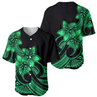 Polynesian Pride Plumeria Flowers Baseball Jersey Polynesian Tribal Green Vibe LT9 - Wonder Print Shop