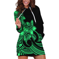 Polynesian Pride Plumeria Flowers Hoodie Dress Polynesian Tribal Green Vibe - Wonder Print Shop