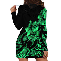 Polynesian Pride Plumeria Flowers Hoodie Dress Polynesian Tribal Green Vibe - Wonder Print Shop