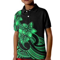 Polynesian Pride Plumeria Flowers Kid Polo Shirt Polynesian Tribal Green Vibe - Wonder Print Shop