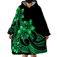 Polynesian Pride Plumeria Flowers Wearable Blanket Hoodie Polynesian Tribal Green Vibe - Wonder Print Shop