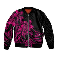 Polynesian Pride Plumeria Flowers Bomber Jacket Polynesian Tribal Pink Vibe LT9 - Wonder Print Shop