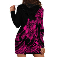 Polynesian Pride Plumeria Flowers Hoodie Dress Polynesian Tribal Pink Vibe - Wonder Print Shop