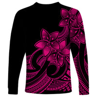 Polynesian Pride Plumeria Flowers Long Sleeve Shirt Polynesian Tribal Pink Vibe - Wonder Print Shop