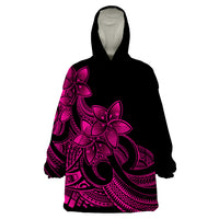 Polynesian Pride Plumeria Flowers Wearable Blanket Hoodie Polynesian Tribal Pink Vibe - Wonder Print Shop