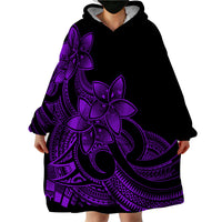Polynesian Pride Plumeria Flowers Wearable Blanket Hoodie Polynesian Tribal Purple Vibe - Wonder Print Shop