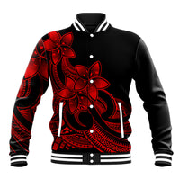 Polynesian Pride Plumeria Flowers Baseball Jacket Polynesian Tribal Red Vibe LT9 - Wonder Print Shop