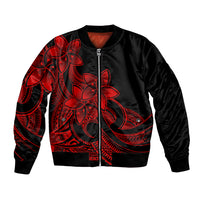 Polynesian Pride Plumeria Flowers Bomber Jacket Polynesian Tribal Red Vibe LT9 - Wonder Print Shop