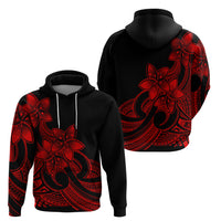 Polynesian Pride Plumeria Flowers Hoodie Polynesian Tribal Red Vibe - Wonder Print Shop