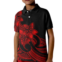 Polynesian Pride Plumeria Flowers Kid Polo Shirt Polynesian Tribal Red Vibe - Wonder Print Shop