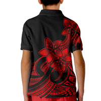 Polynesian Pride Plumeria Flowers Kid Polo Shirt Polynesian Tribal Red Vibe - Wonder Print Shop