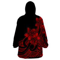 Polynesian Pride Plumeria Flowers Wearable Blanket Hoodie Polynesian Tribal Red Vibe - Wonder Print Shop