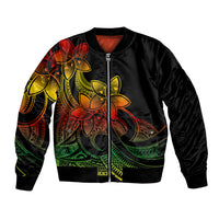 Polynesian Pride Plumeria Flowers Bomber Jacket Polynesian Tribal Reggae Vibe LT9 - Wonder Print Shop