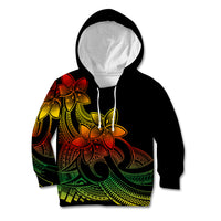 Polynesian Pride Plumeria Flowers Kid Hoodie Polynesian Tribal Reggae Vibe - Wonder Print Shop
