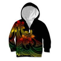 Polynesian Pride Plumeria Flowers Kid Hoodie Polynesian Tribal Reggae Vibe - Wonder Print Shop