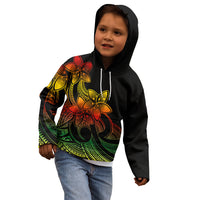 Polynesian Pride Plumeria Flowers Kid Hoodie Polynesian Tribal Reggae Vibe - Wonder Print Shop