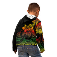 Polynesian Pride Plumeria Flowers Kid Hoodie Polynesian Tribal Reggae Vibe - Wonder Print Shop