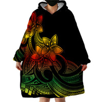 Polynesian Pride Plumeria Flowers Wearable Blanket Hoodie Polynesian Tribal Reggae Vibe - Wonder Print Shop