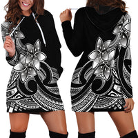 Polynesian Pride Plumeria Flowers Hoodie Dress Polynesian Tribal White Vibe - Wonder Print Shop