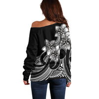 Polynesian Pride Plumeria Flowers Off Shoulder Sweater Polynesian Tribal White Vibe - Wonder Print Shop