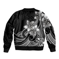 Polynesian Pride Plumeria Flowers Sleeve Zip Bomber Jacket Polynesian Tribal White Vibe - Wonder Print Shop
