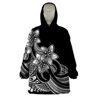 Polynesian Pride Plumeria Flowers Wearable Blanket Hoodie Polynesian Tribal White Vibe - Wonder Print Shop
