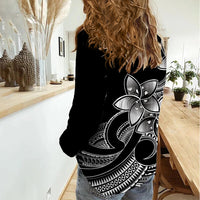 Polynesian Pride Plumeria Flowers Women Casual Shirt Polynesian Tribal White Vibe - Wonder Print Shop