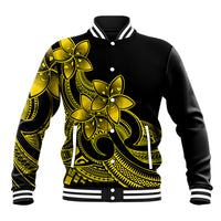 Polynesian Pride Plumeria Flowers Baseball Jacket Polynesian Tribal Yellow Vibe LT9 - Wonder Print Shop