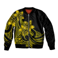 Polynesian Pride Plumeria Flowers Bomber Jacket Polynesian Tribal Yellow Vibe LT9 - Wonder Print Shop
