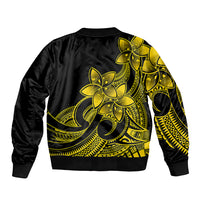 Polynesian Pride Plumeria Flowers Bomber Jacket Polynesian Tribal Yellow Vibe LT9 - Wonder Print Shop
