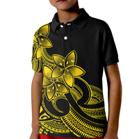 Polynesian Pride Plumeria Flowers Kid Polo Shirt Polynesian Tribal Yellow Vibe - Wonder Print Shop