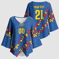 DR Congo Kopo ya Mokili Custom Kimono Sleeve Blouse Kuba Kingdom Pattern Edition