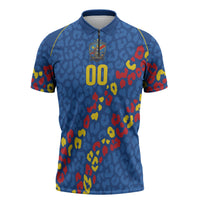 DR Congo Kopo ya Mokili Custom Zipper Polo Shirt Kuba Kingdom Pattern Edition