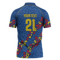 DR Congo Kopo ya Mokili Custom Zipper Polo Shirt Kuba Kingdom Pattern Edition