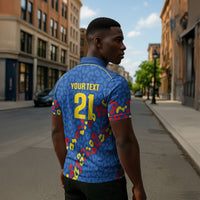 DR Congo Kopo ya Mokili Custom Zipper Polo Shirt Kuba Kingdom Pattern Edition