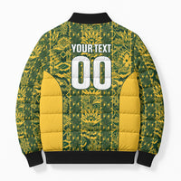 South Africa Indebe Yomhlaba Custom Bomber Puffer Jacket Ndebele Art Gold Edition