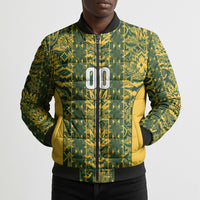 South Africa Indebe Yomhlaba Custom Bomber Puffer Jacket Ndebele Art Gold Edition